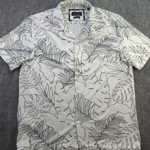 Porter &‎ Ash Kinetic Stretch Shirt Large White Black Floral Short Sleeve Camp